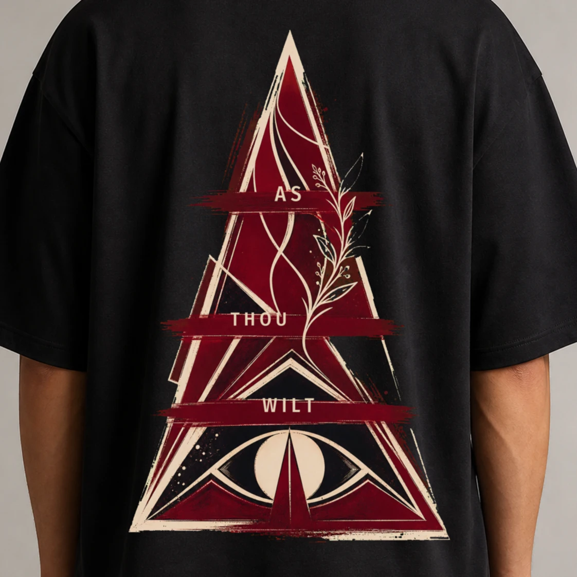 Крупный план of the oxblood, bone and black Pyrawill 2026 back artwork